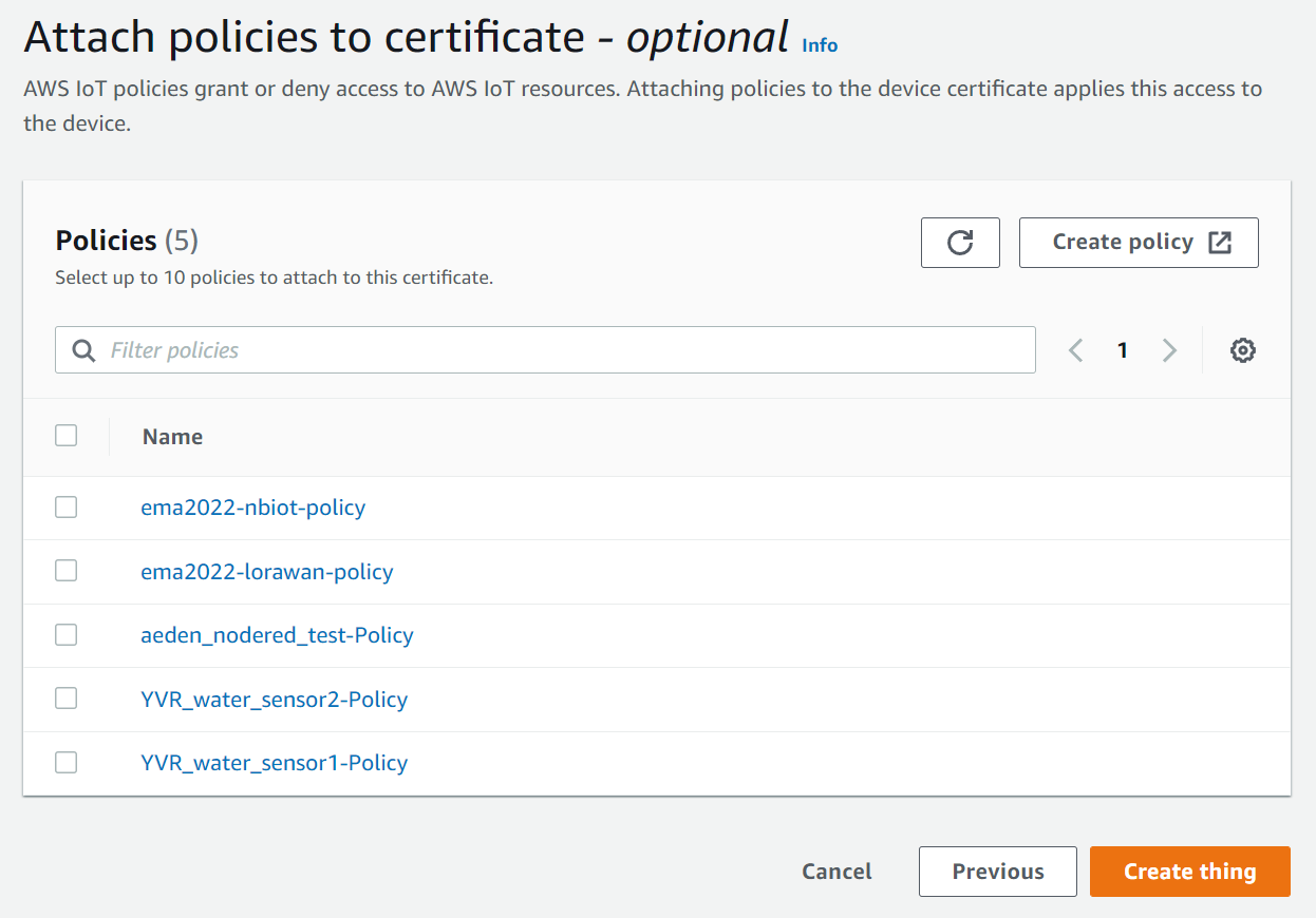 Policy attachment